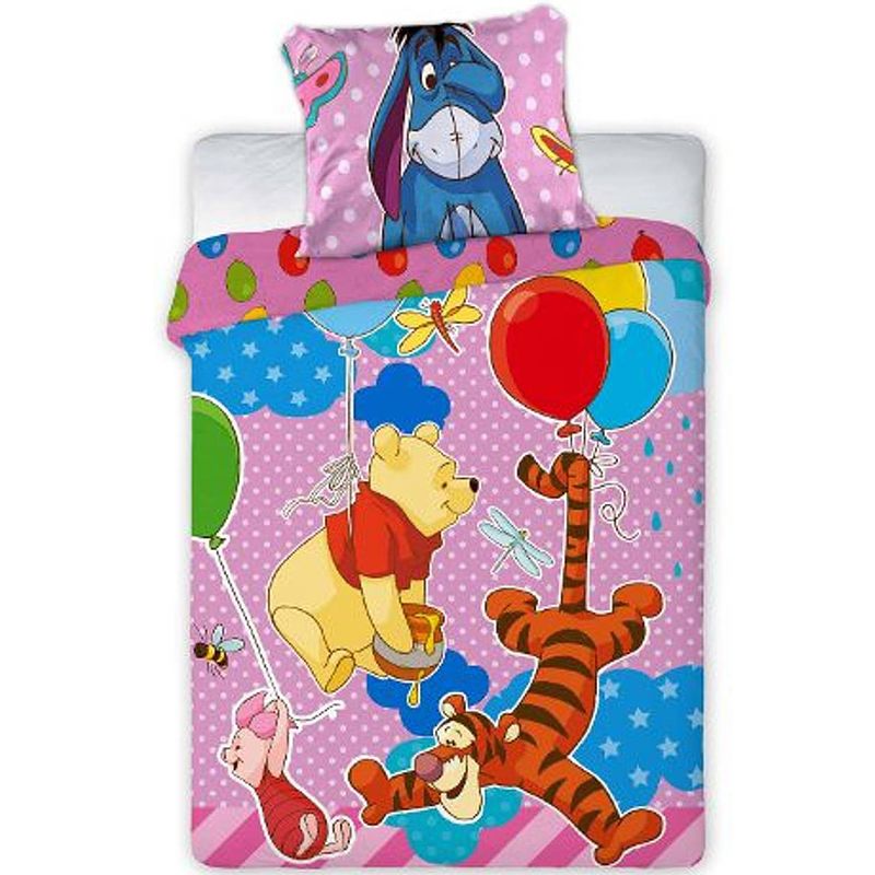 Foto van Disney winnie the pooh party - baby dekbedovertrek - 100 x 135 cm - roze