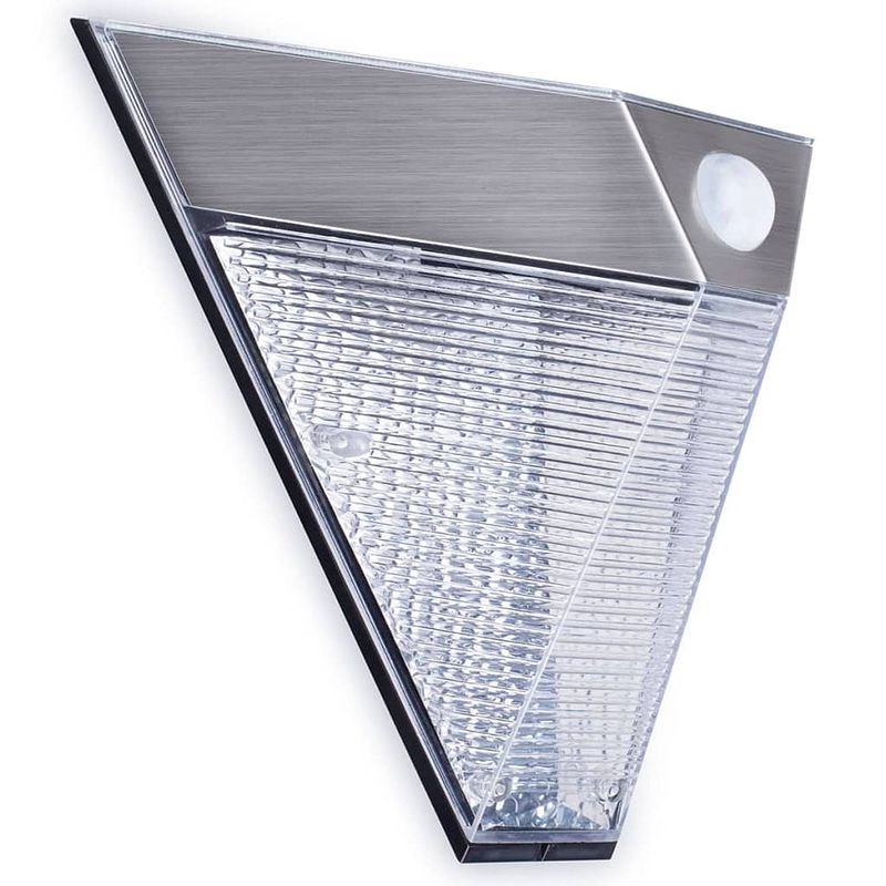 Foto van Smartwares solar-wandlamp met pir-sensor piramide zilver 5000.703