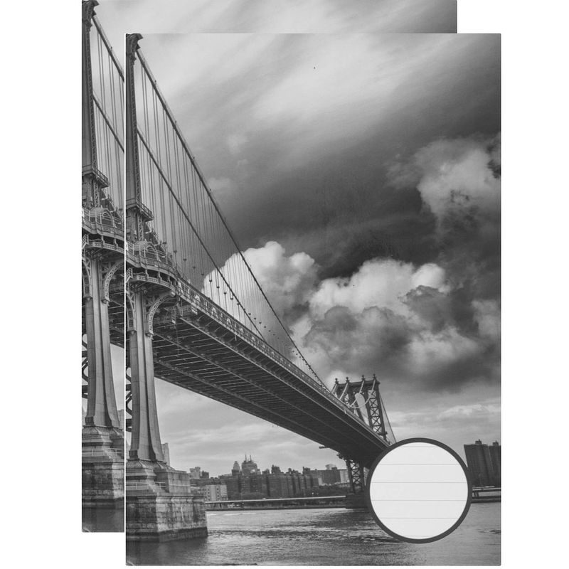 Foto van 2x luxe schrift a5 formaat harde kaft grijs met brug en wolken - schriften