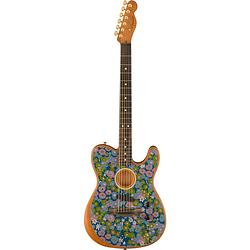 Foto van Fender fsr american acoustasonic telecaster blue flower eb elektrisch-akoestische gitaar met deluxe gigbag