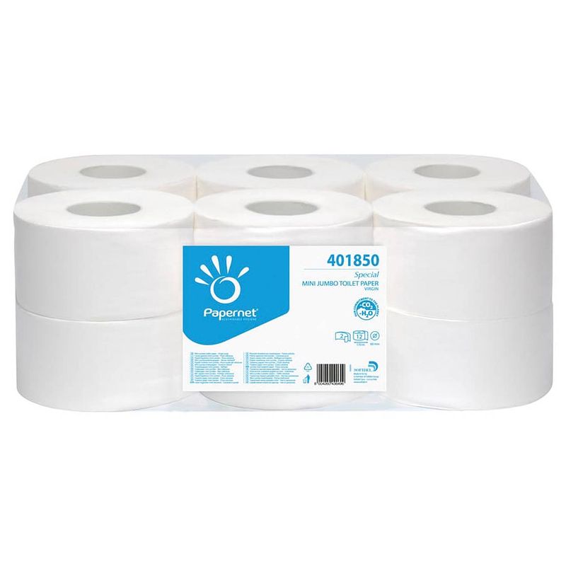 Foto van Papernet toiletpapier special mini jumbo, 2-laags, 557 vellen, pak van 12 rollen