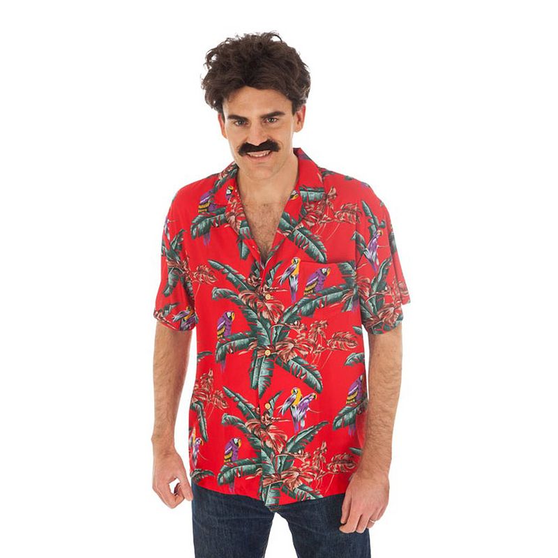 Foto van Chaks hawaii shirt/blouse - tropische bloemen - rood l (50) - carnavalsblouses