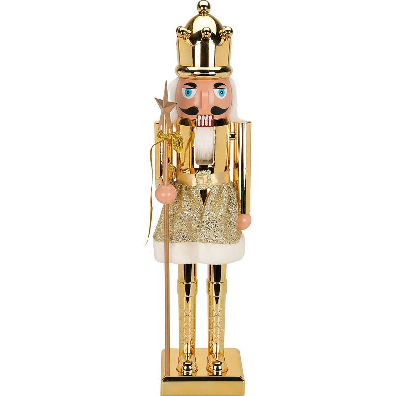 Foto van Christmas decoration notenkraker figuur/beeld - 60 cm - goud - kerstbeeldjes