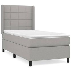 Foto van The living store boxspringbed - pocketvering - 90 x 200 cm - middelhard - lichtgrijs