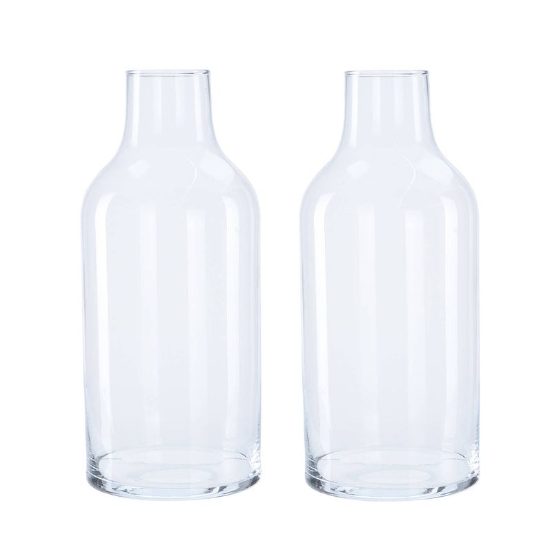 Foto van 2x flesvormige bloemenvazen/decoratie vazen/boeketvazen transparant glas 3300 ml - vazen