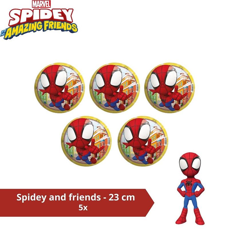 Foto van Bal - voordeelverpakking - spiderman en friends - 23 cm - 5 stuks