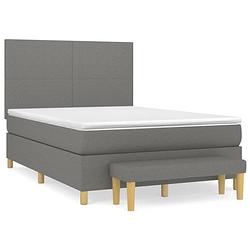 Foto van The living store boxspringbed - comfort - bed - matras - topmatras - 140 x 190 cm - donkergrijs - the living store