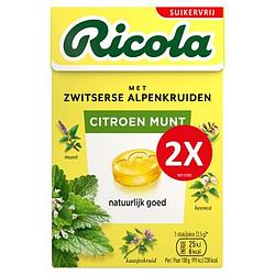 Foto van Ricola citroen munt suikervrij pastilles 2 x 50g bij jumbo
