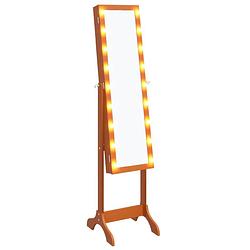 Foto van The living store staande spiegel bruin - 34 x 37 x 146 cm - led-verlichting