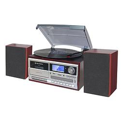 Foto van Roadstar hif-8892 retro platenspeler radio dab+ bluetooth met externe luidsprekers wood