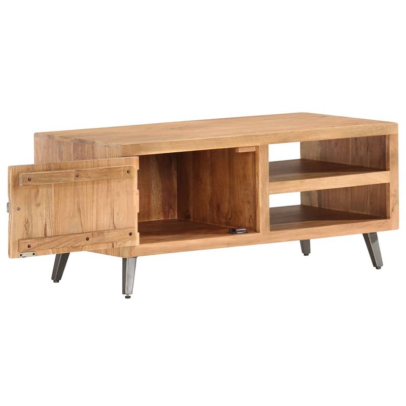 Foto van The living store houten salontafel industriële stijl - 90x45x40 cm - 2 vakken en 1 deur