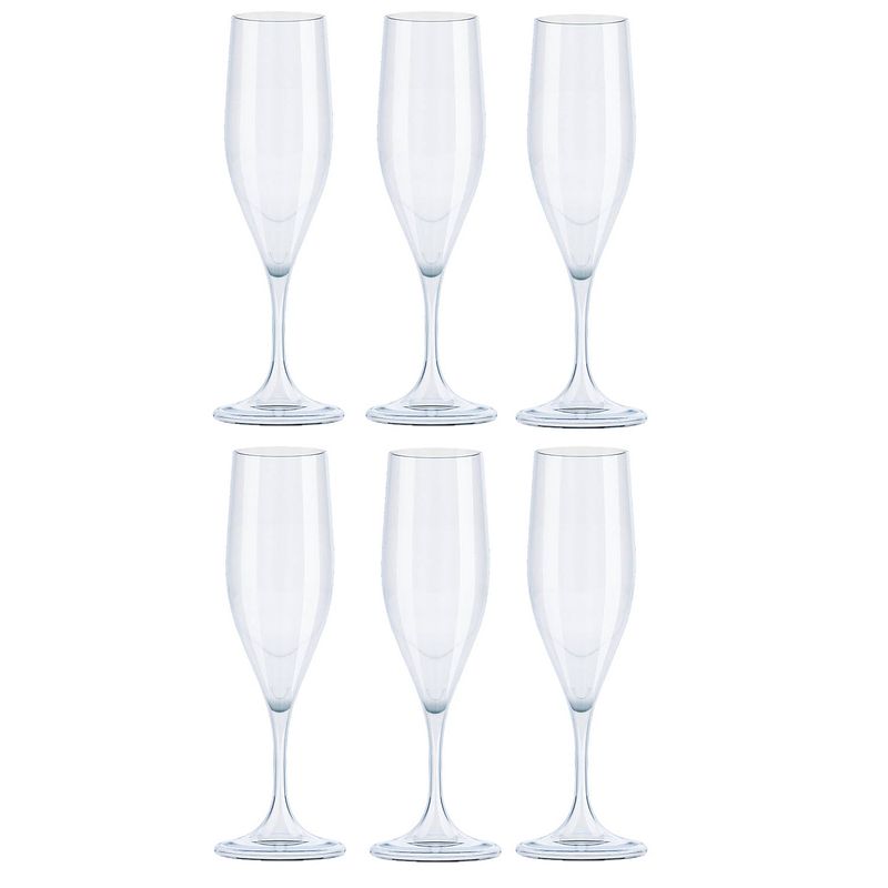 Foto van Juypal champagneglas - 6x - transparant - kunststof - 150 ml - herbruikbaar - champagneglazen