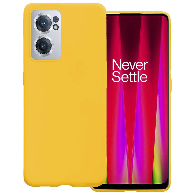 Foto van Basey oneplus nord ce 2 hoesje siliconen back cover case - oneplus nord ce 2 hoes silicone case hoesje - geel