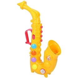 Foto van Let'ss play speelgoed saxofoon - 4 deuntjes - met licht - incl. 2 aa-batterijen - geel