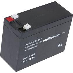 Foto van Multipower pb-12-10-4,8 loodaccu 12 v 10 ah loodvlies (agm) (b x h x d) 151 x 118.5 x 65 mm kabelschoen 6.35 mm onderhoudsvrij, geringe zelfontlading