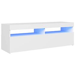 Foto van The living store tv-meubel - tv-meubel - 120 x 35 x 40 cm - met rgb led-verlichting - wit - bewerkt hout