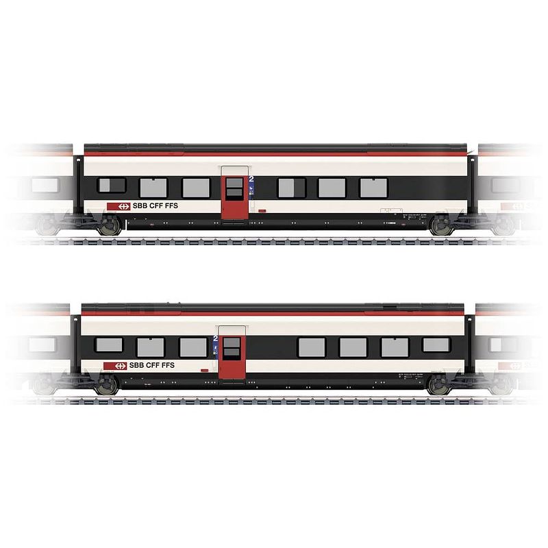 Foto van Märklin 43462 h0 aanvullingsset 2 voor de giruno van de sbb d(b9) 2e klas en e(b8) 2e klas