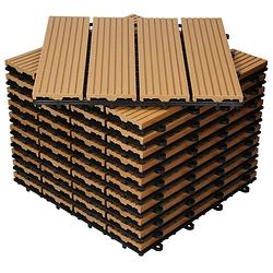 Foto van Ecd germany wpc-terras tegels 30x30 cm 33er spar set für 3m² teak in hout look voor tuinbalkonvloeren met afvoer