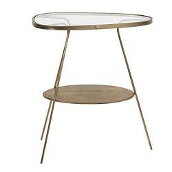 Foto van Clayre & eef bijzettafel 61*37*70 cm koperkleurig ijzer side table tafeltje koperkleurig side table tafeltje