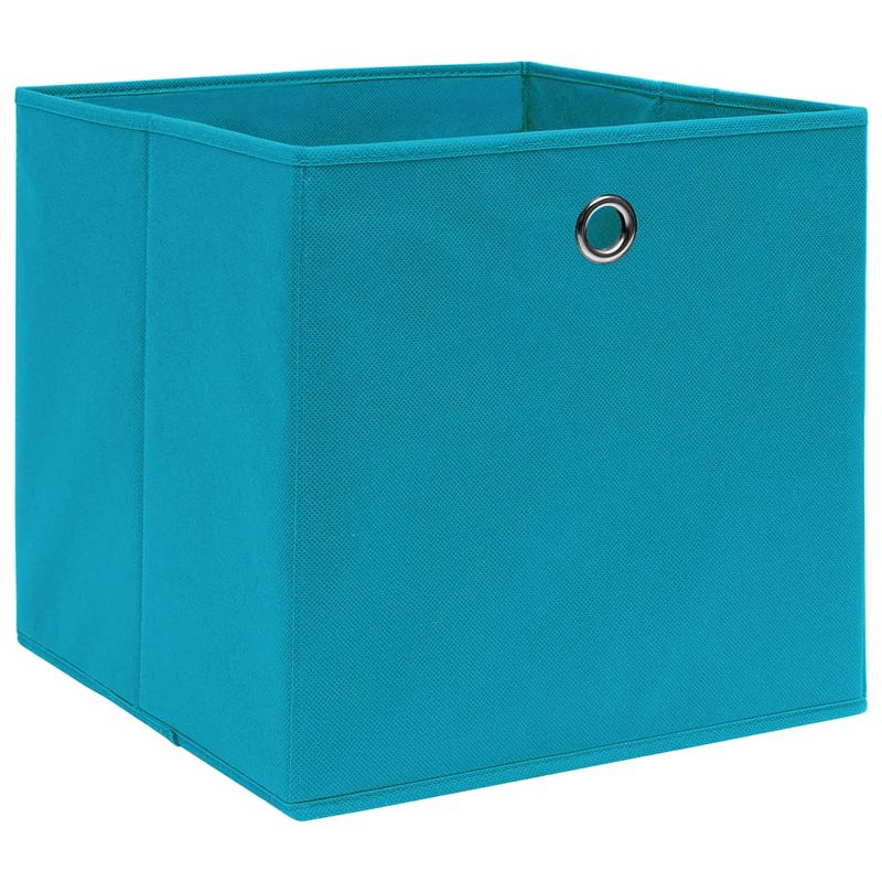 Foto van The living store opbergbox - babyblauw - nonwoven stof - 28x28x28 cm (lxbxh) - set van 1