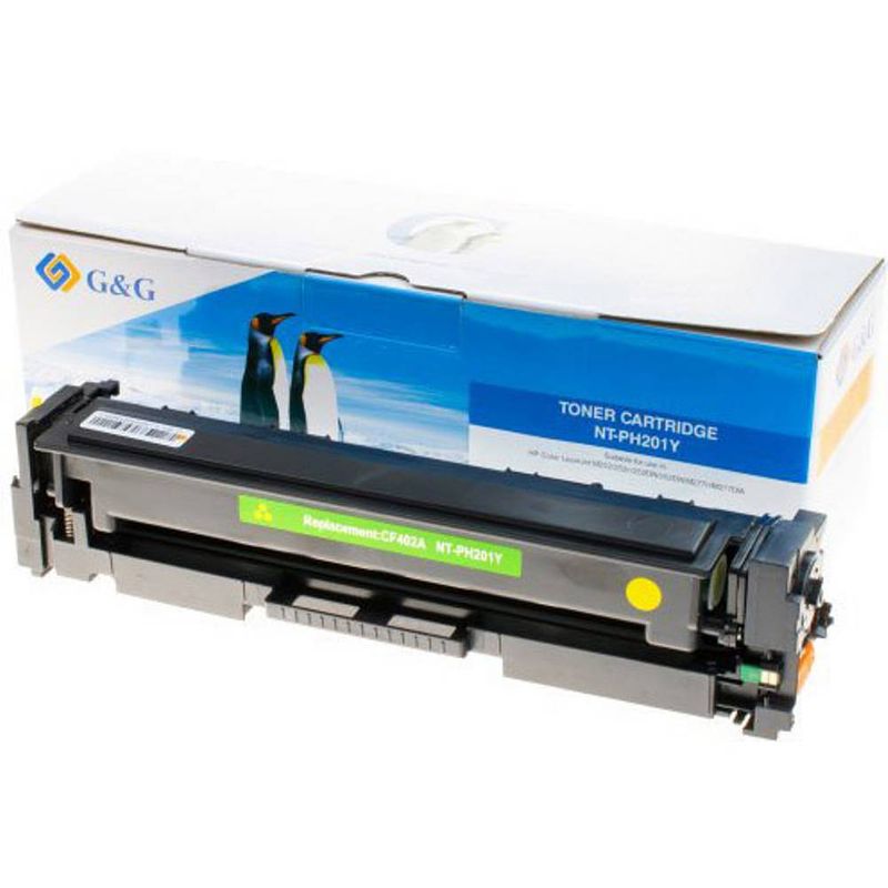 Foto van G&g tonercassette vervangt hp 201a, cf402a geel 1400 bladzijden compatibel toner