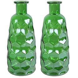 Foto van Countryfield art deco bloemenvaas - 2x - groen transparant - glas - d12 x h30 cm - vazen