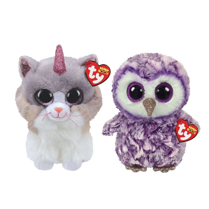 Foto van Ty - knuffel - beanie buddy - asher cat & moonlight owl