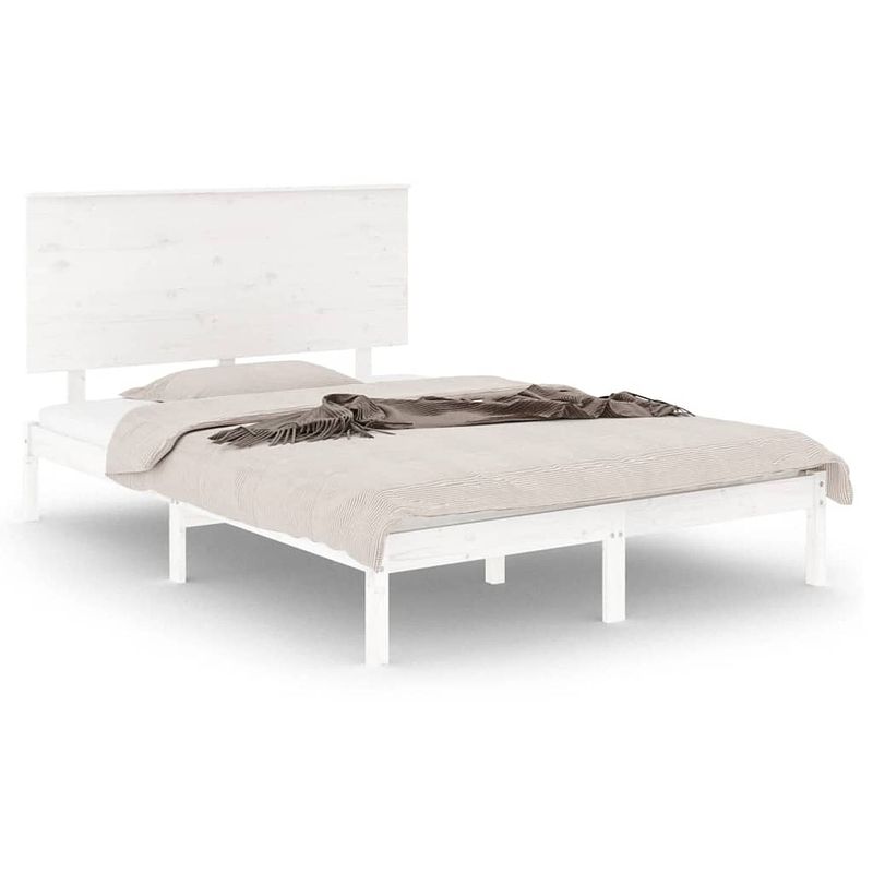 Foto van The living store bedframe - grenenhout - 205.5 x 125.5 x 93.5 cm - wit