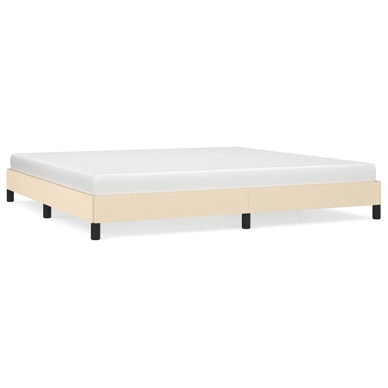 Foto van The living store bedframe - crème stof - multiplex - 203x203x25cm - geschikt voor 200x200cm matras