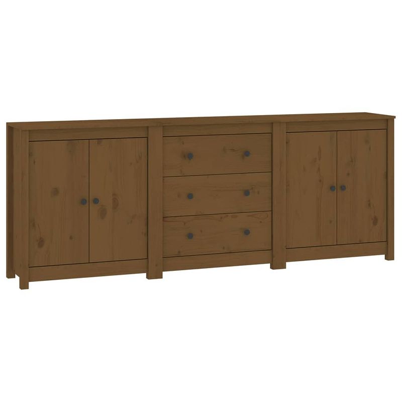 Foto van Vidaxl dressoir 210x35x80 cm massief grenenhout honingbruin