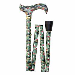 Foto van Classic canes opvouwbare wandelstok - egels - aluminium - derby handvat - verstelbaar - lengte 82 - 92 cm