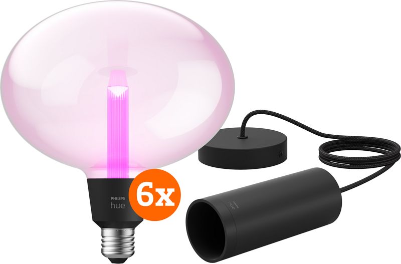 Foto van Philips hue lightguide ellipse white and color e27  6-pack + hanglampsnoer