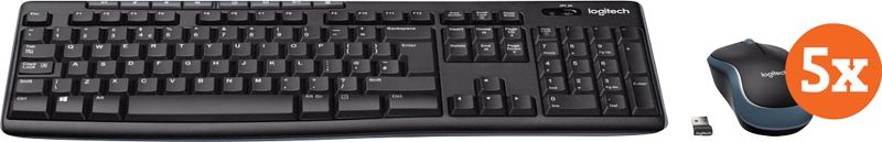 Foto van Logitech mk270 draadloos toetsenbord en muis qwerty 5-pack