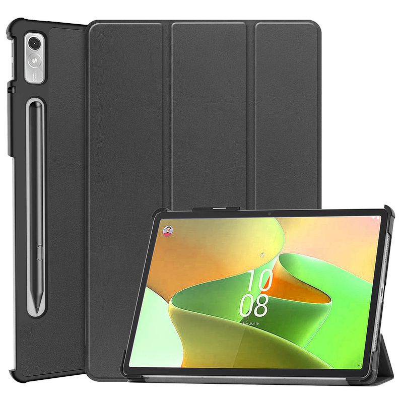 Foto van Basey lenovo tab p11 pro (2e gen) hoesje kunstleer hoes case cover - zwart