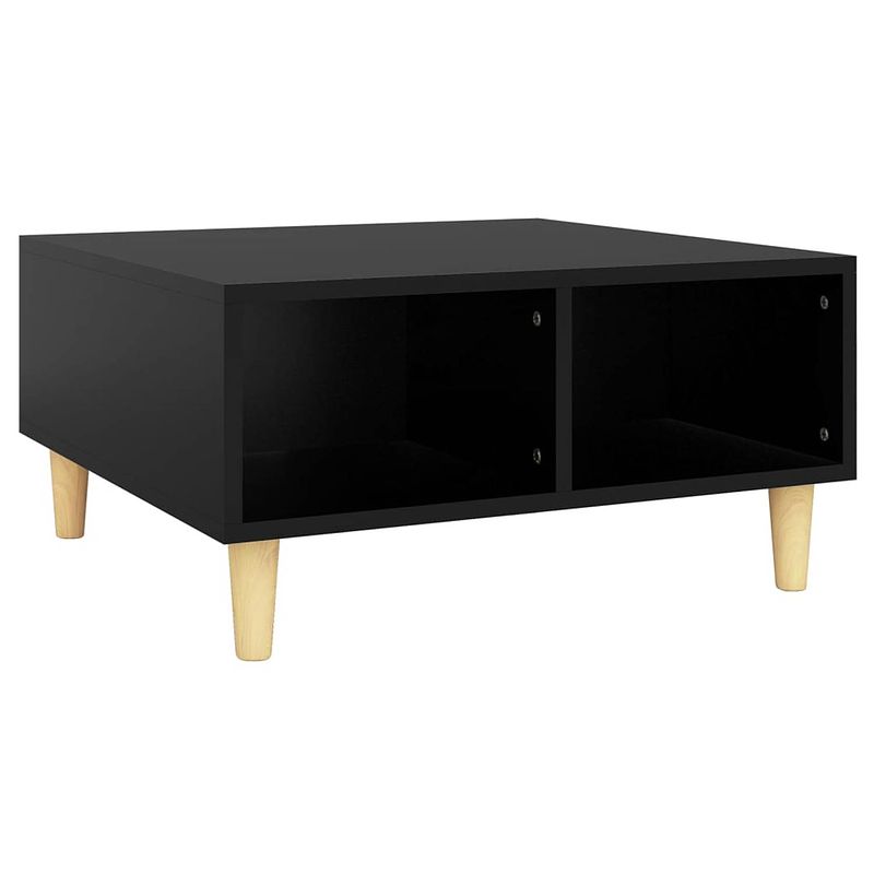 Foto van The living store salontafel scandinavische charme - zwarte s - opbergschappen - 60x60x30cm - hout