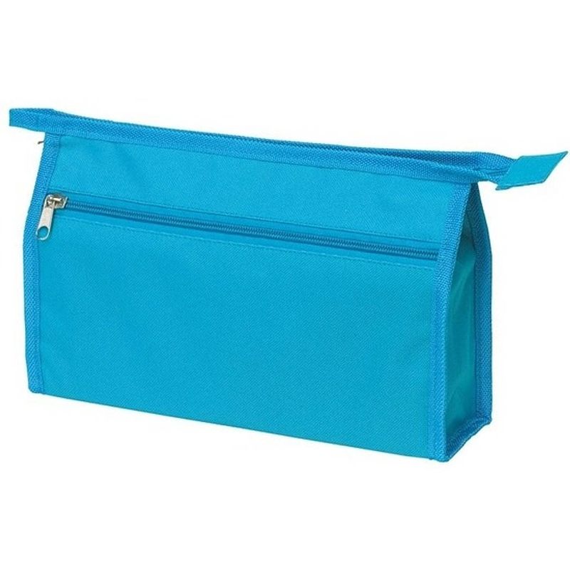 Foto van Voordelige turquoise reis toilettas/etui 2-vaks 28 cm - toilettassen