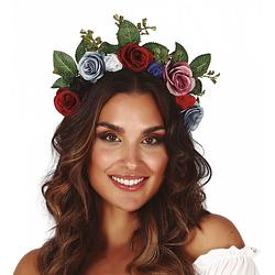 Foto van Fiestas guirca haarband bloemen en bladeren dames 17 cm