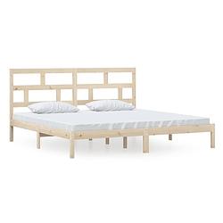 Foto van The living store bedframe scandinavisch - 205.5 x 206 x 100 cm - massief grenenhout - geen matras inbegrepen