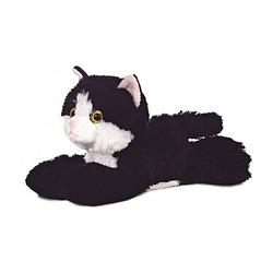 Foto van Aurora knuffel mini flopsie maynard zwart-wit kat 20,5 cm