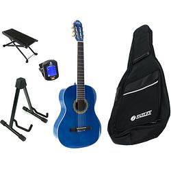 Foto van Lapaz 002 bl klassieke gitaar 4/4-formaat blauw + accessoires