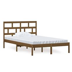 Foto van The living store houten bedframe - 205.5 x 126 x 100 cm - honingbruin