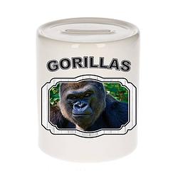 Foto van Dieren stoere gorilla spaarpot - gorillas/ gorilla apen spaarpotten kinderen 9 cm - spaarpotten