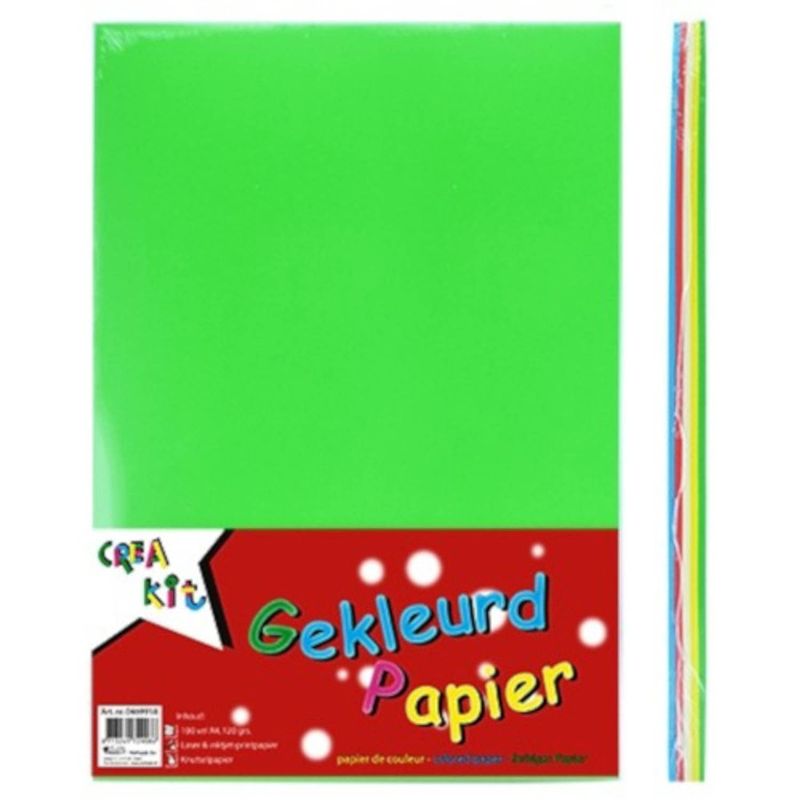 Foto van 100 x gekleurd a4 papier - 100 stevige vellen tekenpapier - knutselpapier gekleurd a4 papier