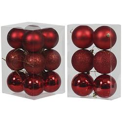 Foto van Kerstversiering set kerstballen rood 6 - 8 cm - pakket van 36x stuks - kerstbal