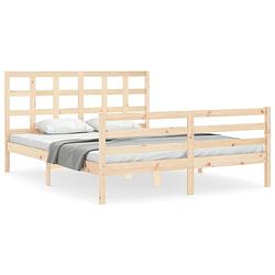 Foto van The living store bedframe - massief grenenhout - multiplex lattenbodem - 205.5 x 155.5 x 100 cm - 150 x 200 cm - the