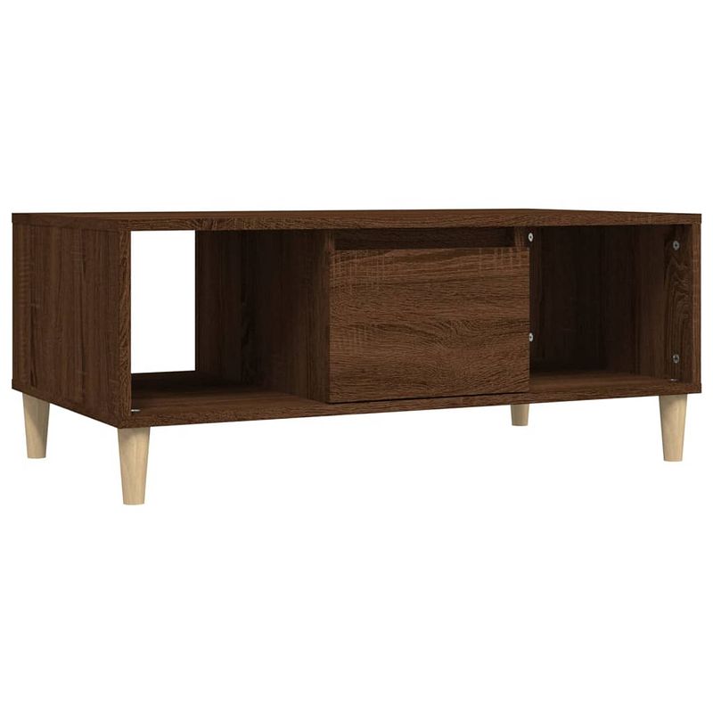 Foto van The living store salontafel - bruineiken - 90 x 50 x 36.5 cm - duurzaam bewerkt hout - veel opbergruimte