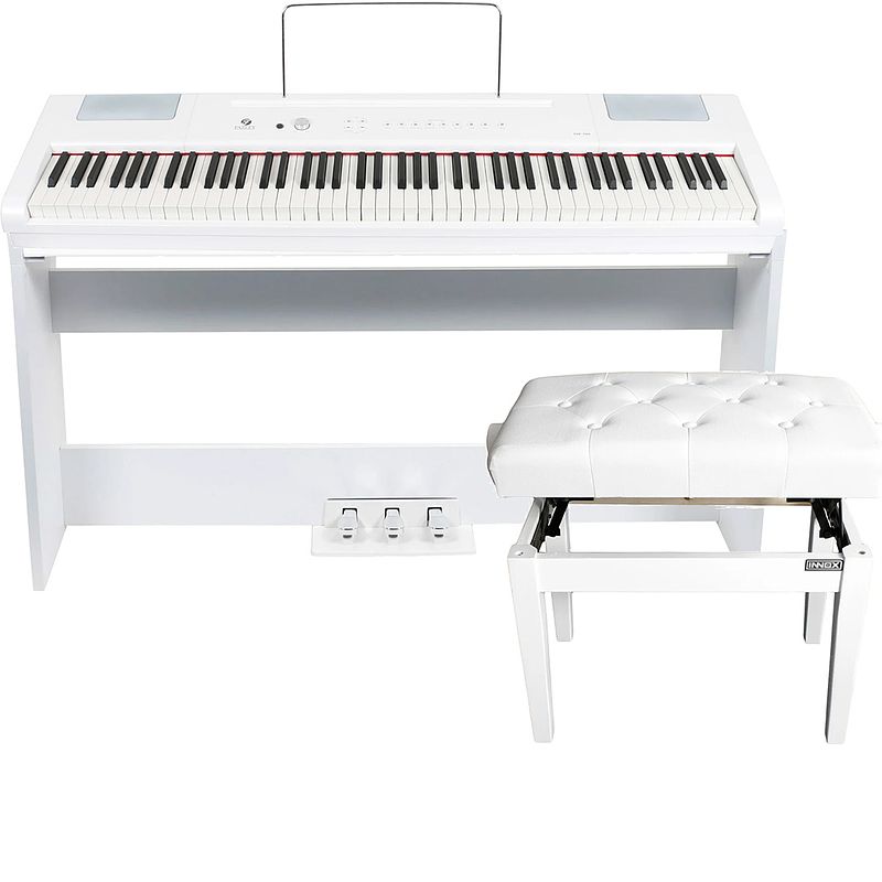 Foto van Fazley fsp-500-w digitale piano wit + onderstel + pianobank