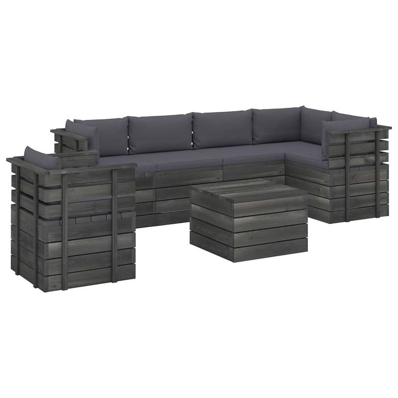 Foto van Vidaxl 7-delige loungeset met kussens pallet massief grenenhout