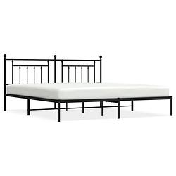 Foto van Vidaxl bedframe met hoofdbord metaal zwart 200x200 cm