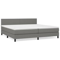 Foto van The living store boxspringbed grijs 203x200x78/88 cm - pocketvering matras - verstelbaar hoofdbord - medium stevigheid